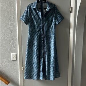 Dior blue dress with signature D’s